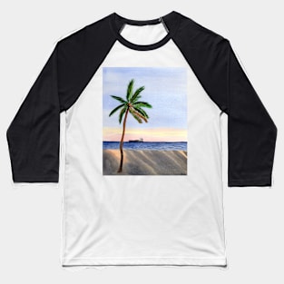 Single Palm Tree at the Beach during sunset Baseball T-Shirt